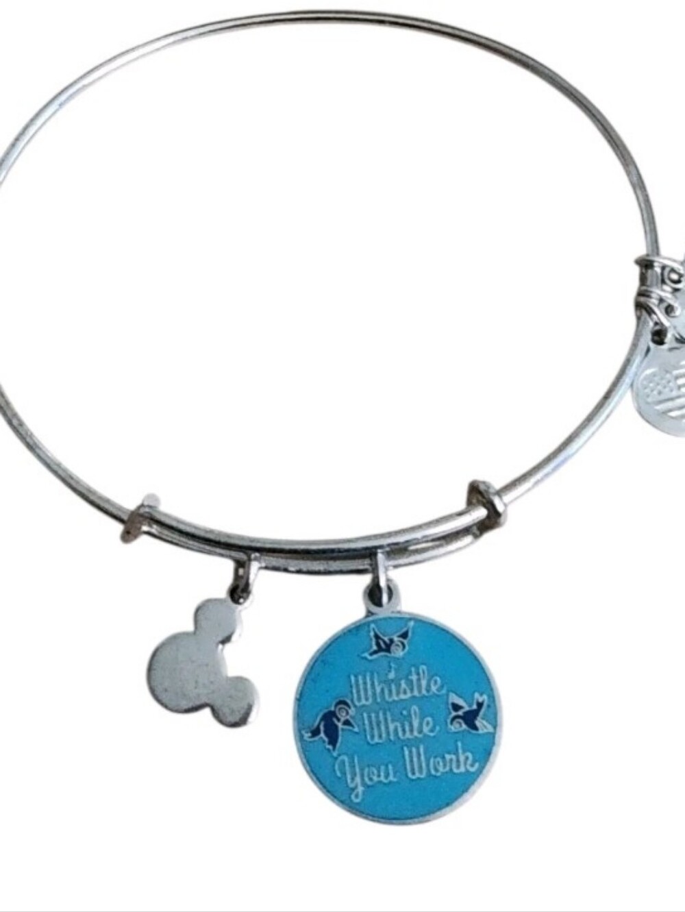 Nwo Alex and Ani Turquoise 'Whistle While You Work' Charm Silver BangleBracelet
